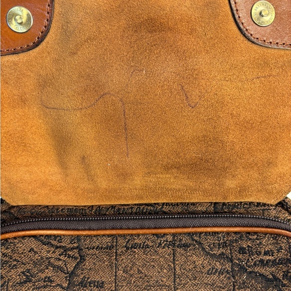 Patricia Nash Brown World Map Velvet Cross Over Leather Trim Purse - Picture 10 of 11